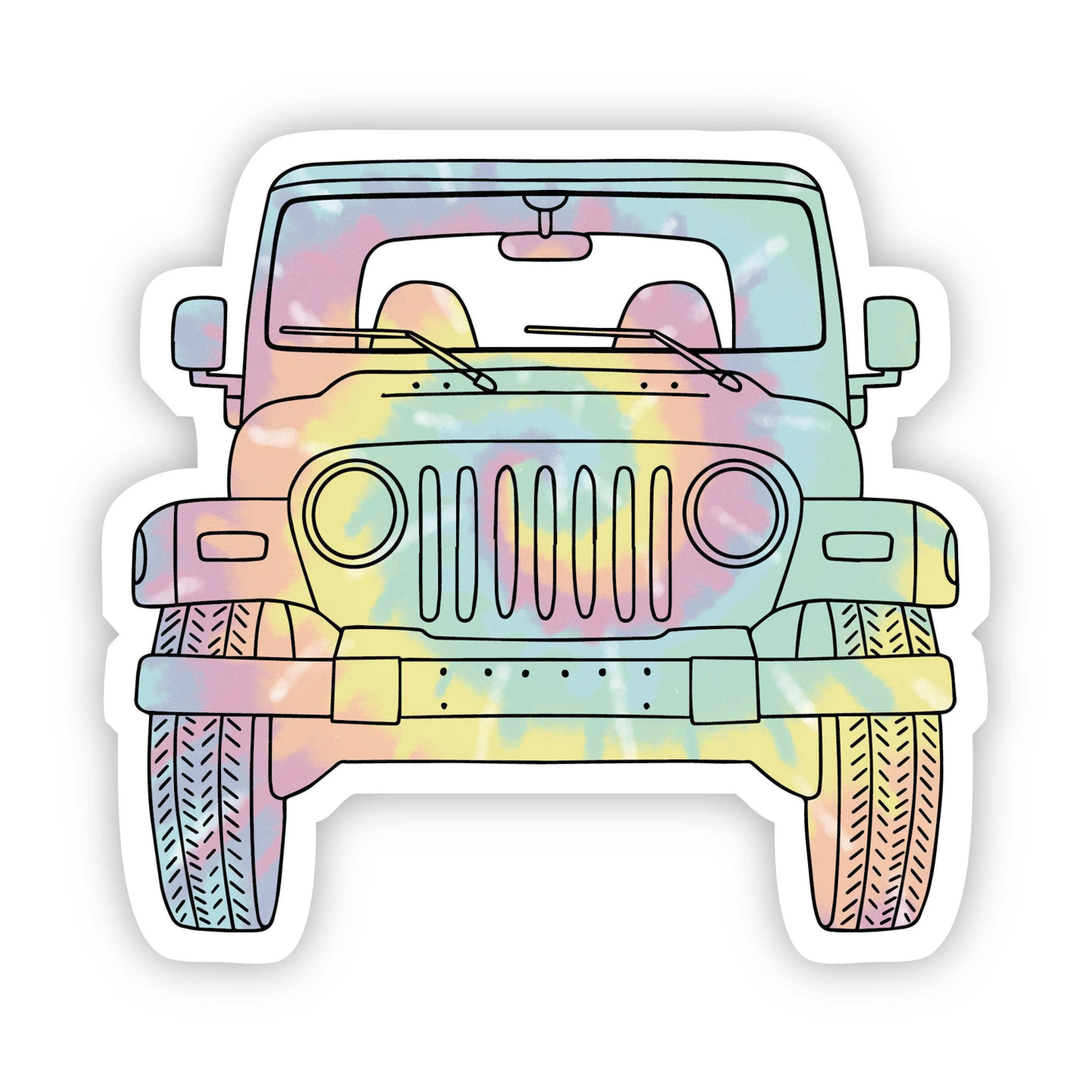 Big Moods - Tie Dye Jeep Front Aesthetic Sticker