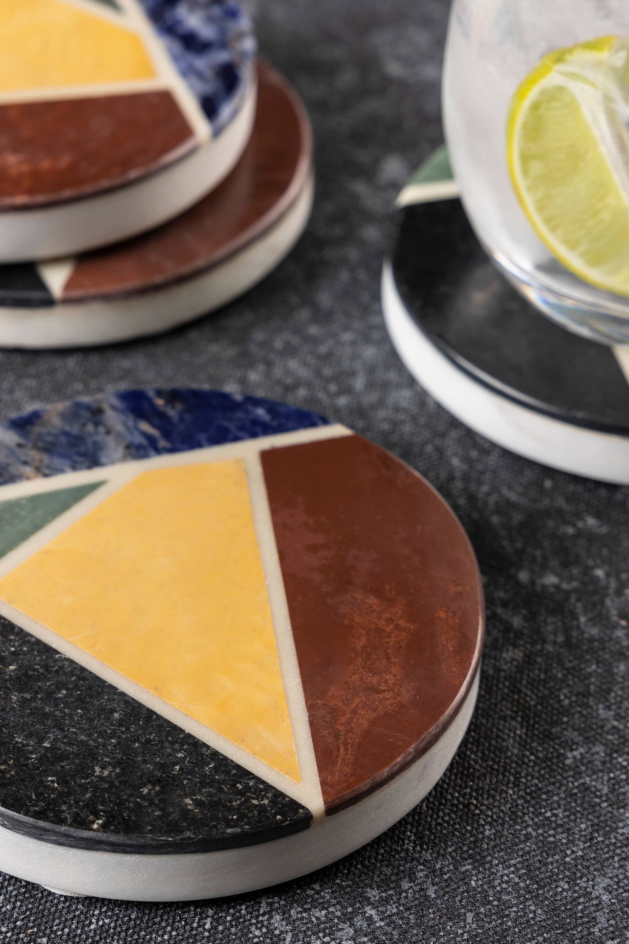 Gauri Kohli: Bennett Marble Coasters, Set of 4 - Image 3