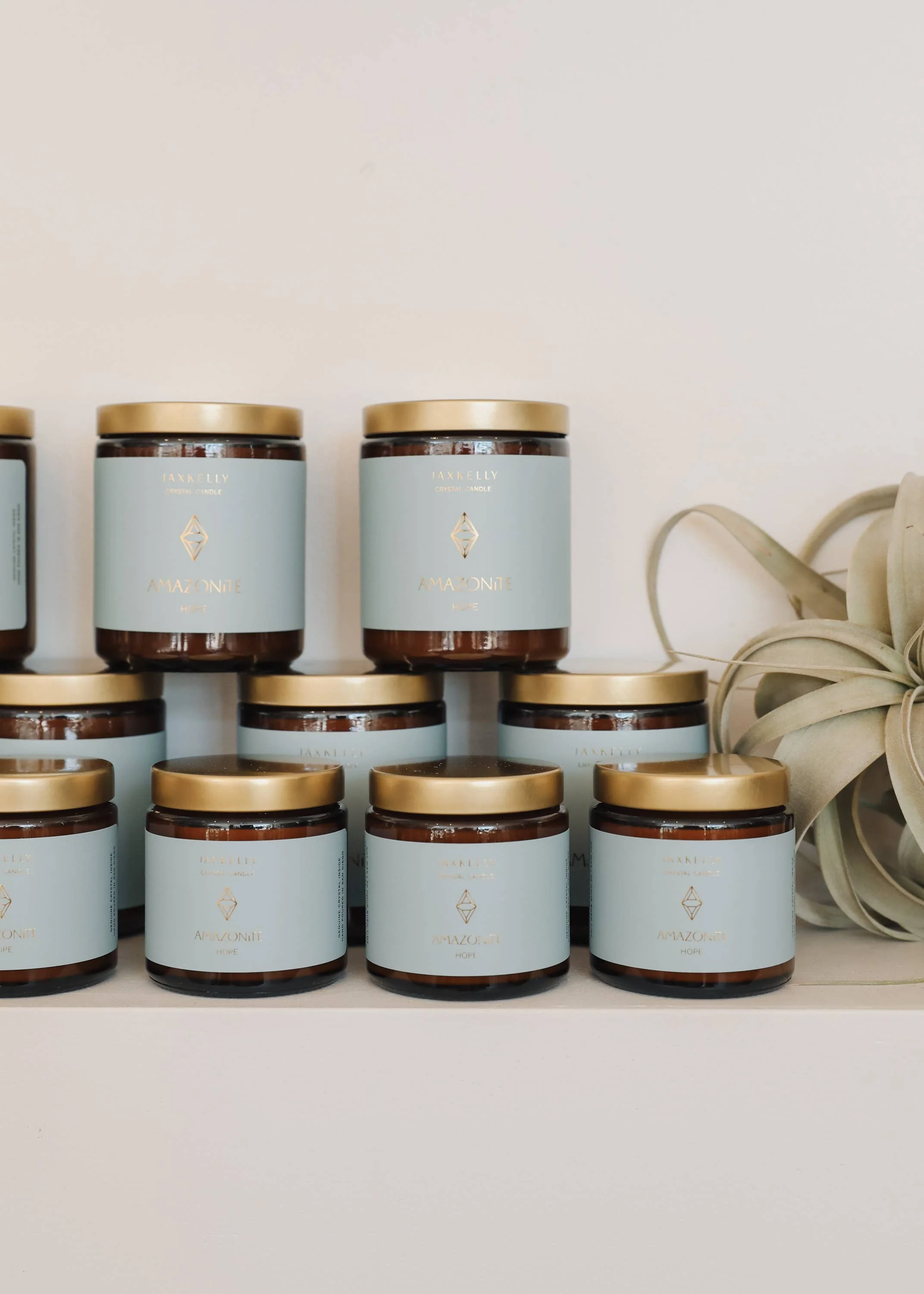 JaxKelly: 4oz Amber Crystal Candles - Amazonite - Hope - Image 4