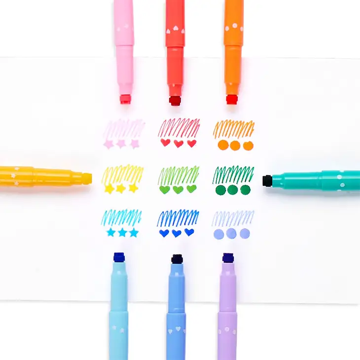OOLY: Confetti Stamp Double-Ended Markers - Set of 9 - Image 2