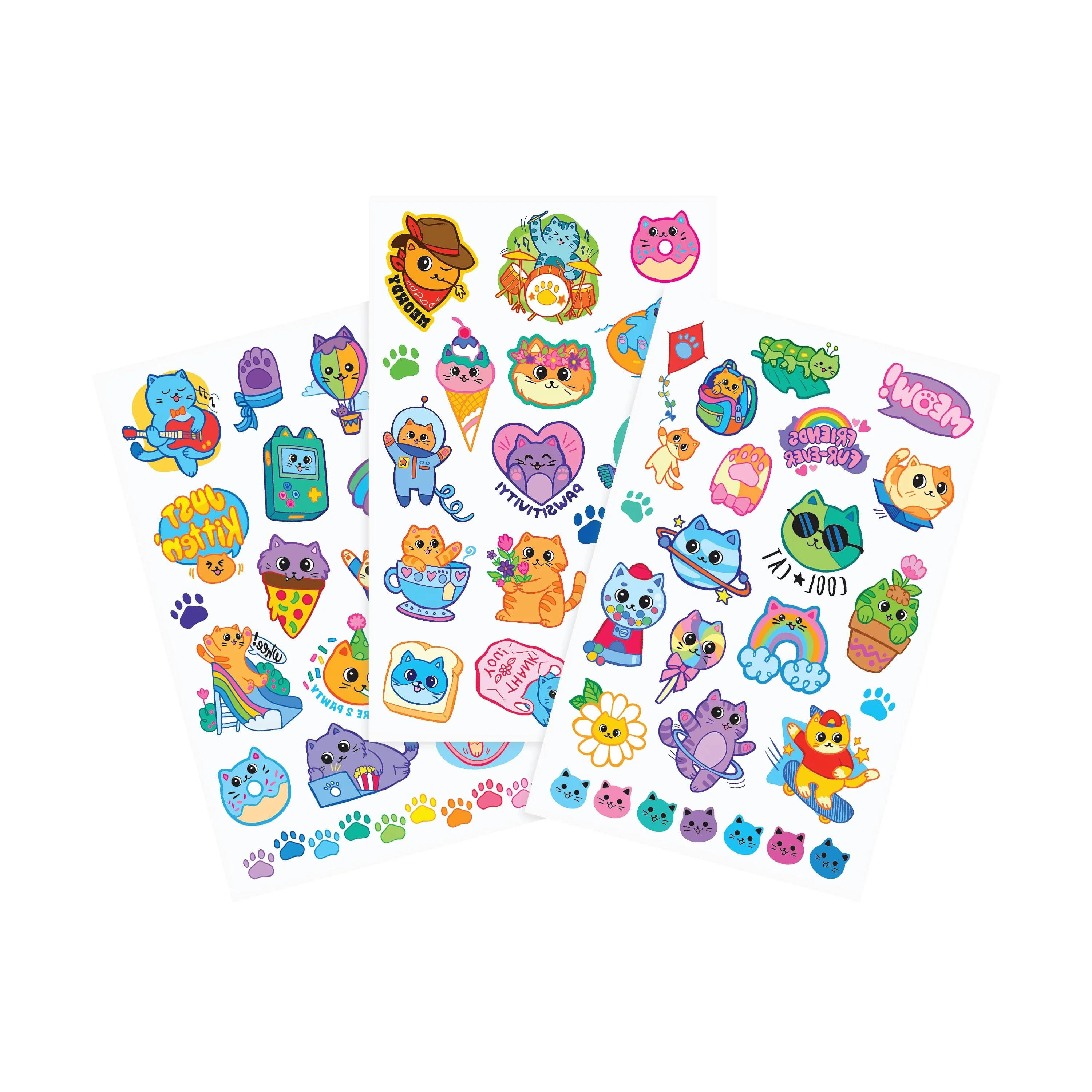 OOLY: Tattoo-Palooza Temporary Tattoos - Colorful Cats - 3 Sheets - Image 3