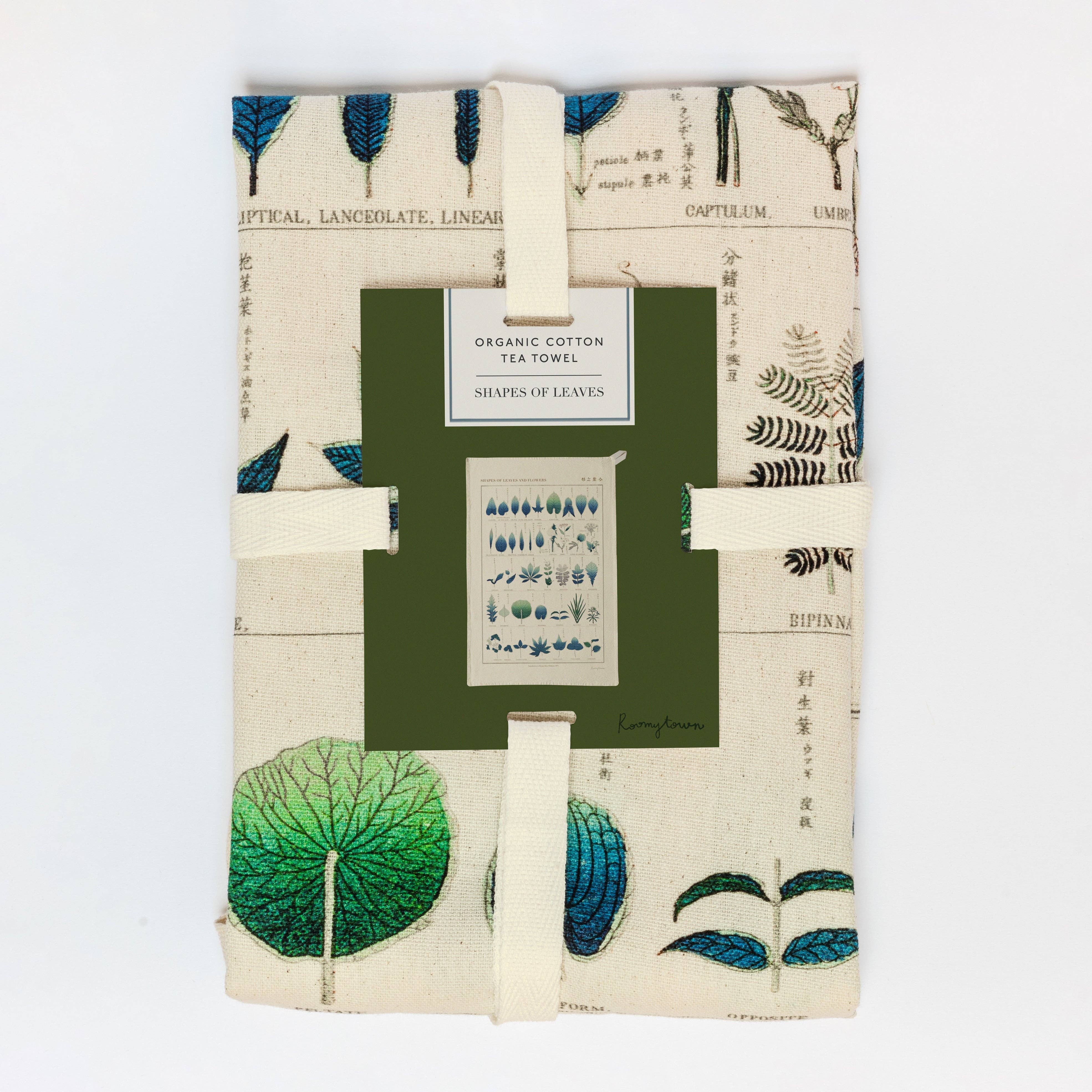 Roomytown Inc: Organic Cotton Tea Towel - Shapes of Leaves