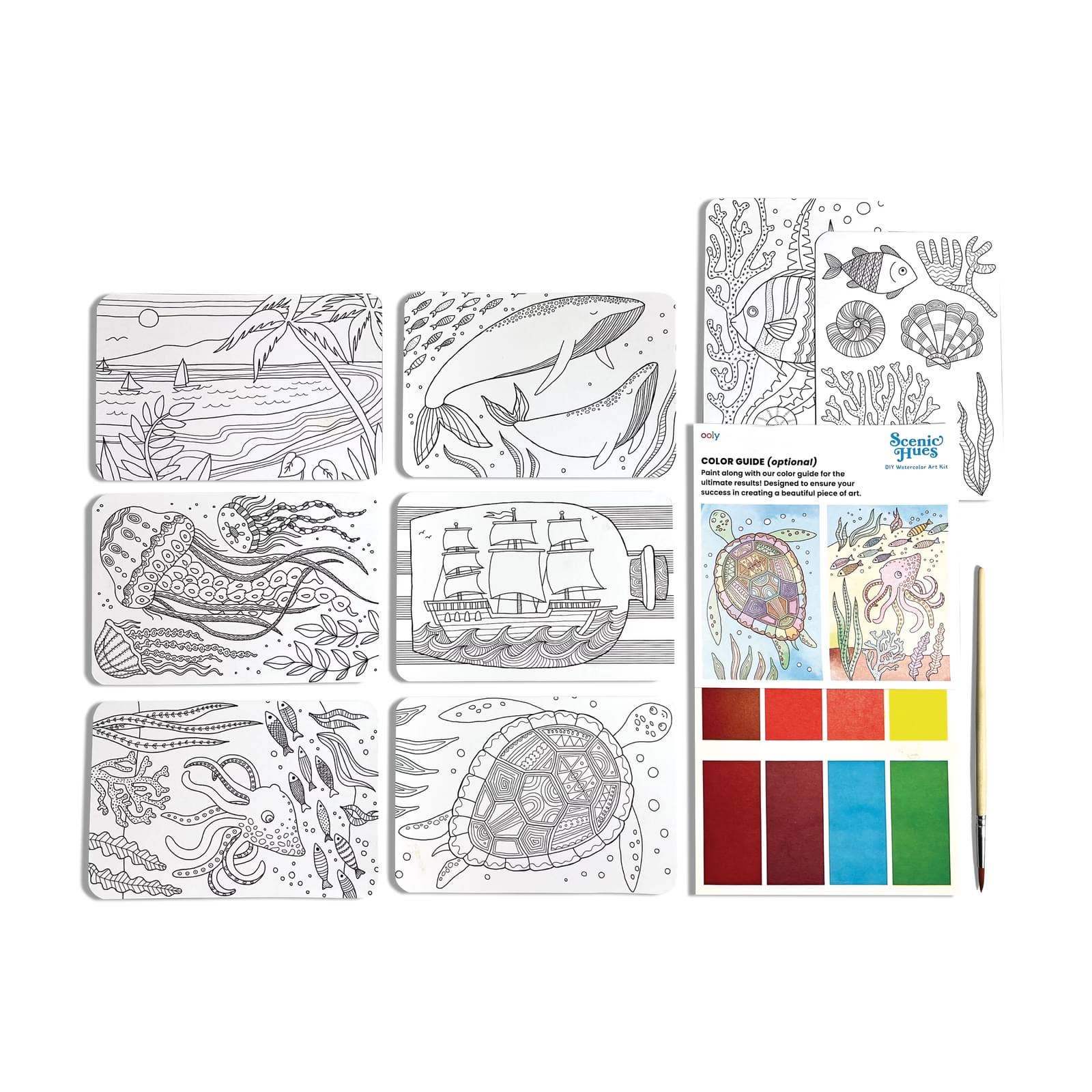 OOLY: Scenic Hues D.I.Y. Watercolor Kit Ocean Paradise - Image 3