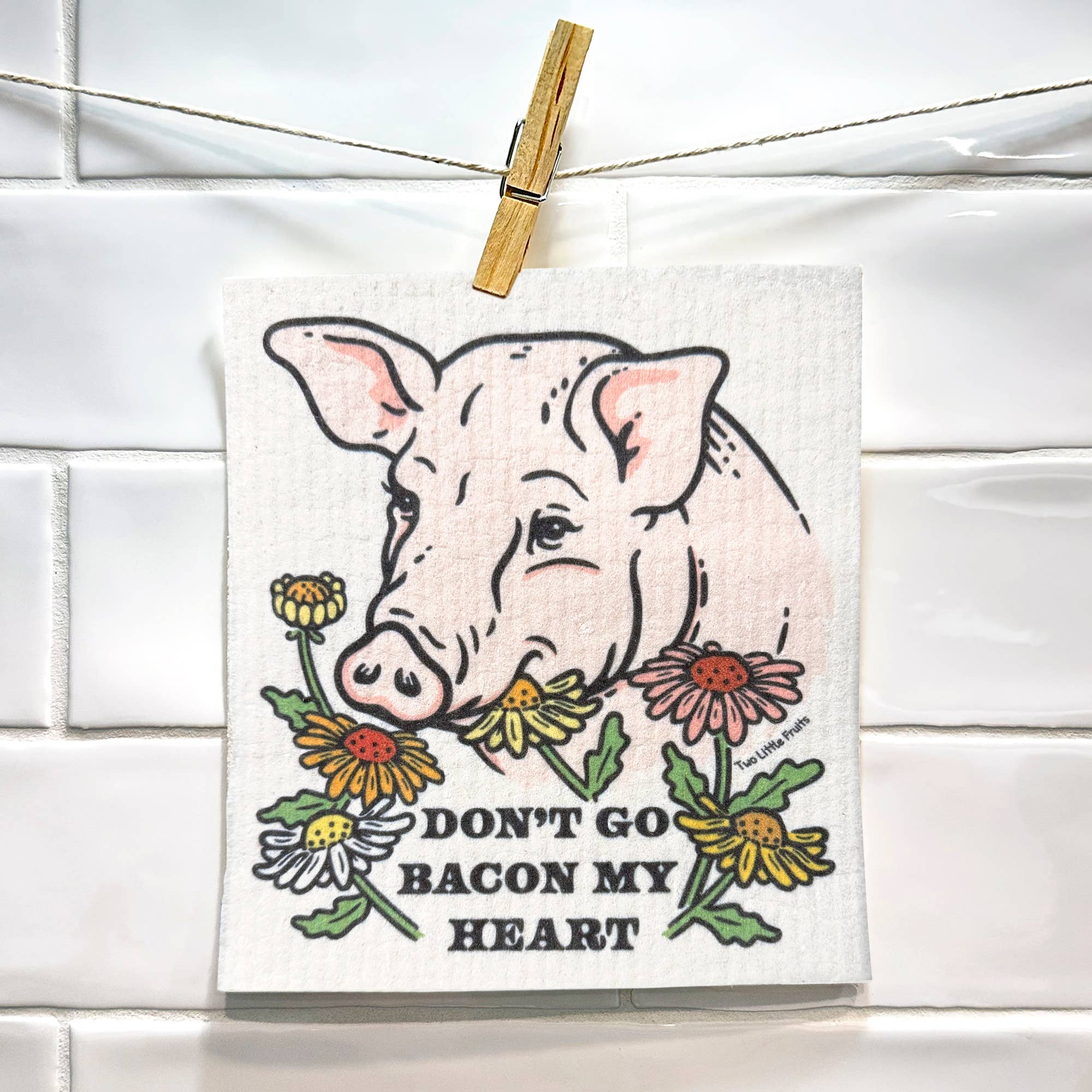 Two Little Fruits: Swedish Dishcloth - Funny Pig Dishcloth – Kitchen Gift - Image 2