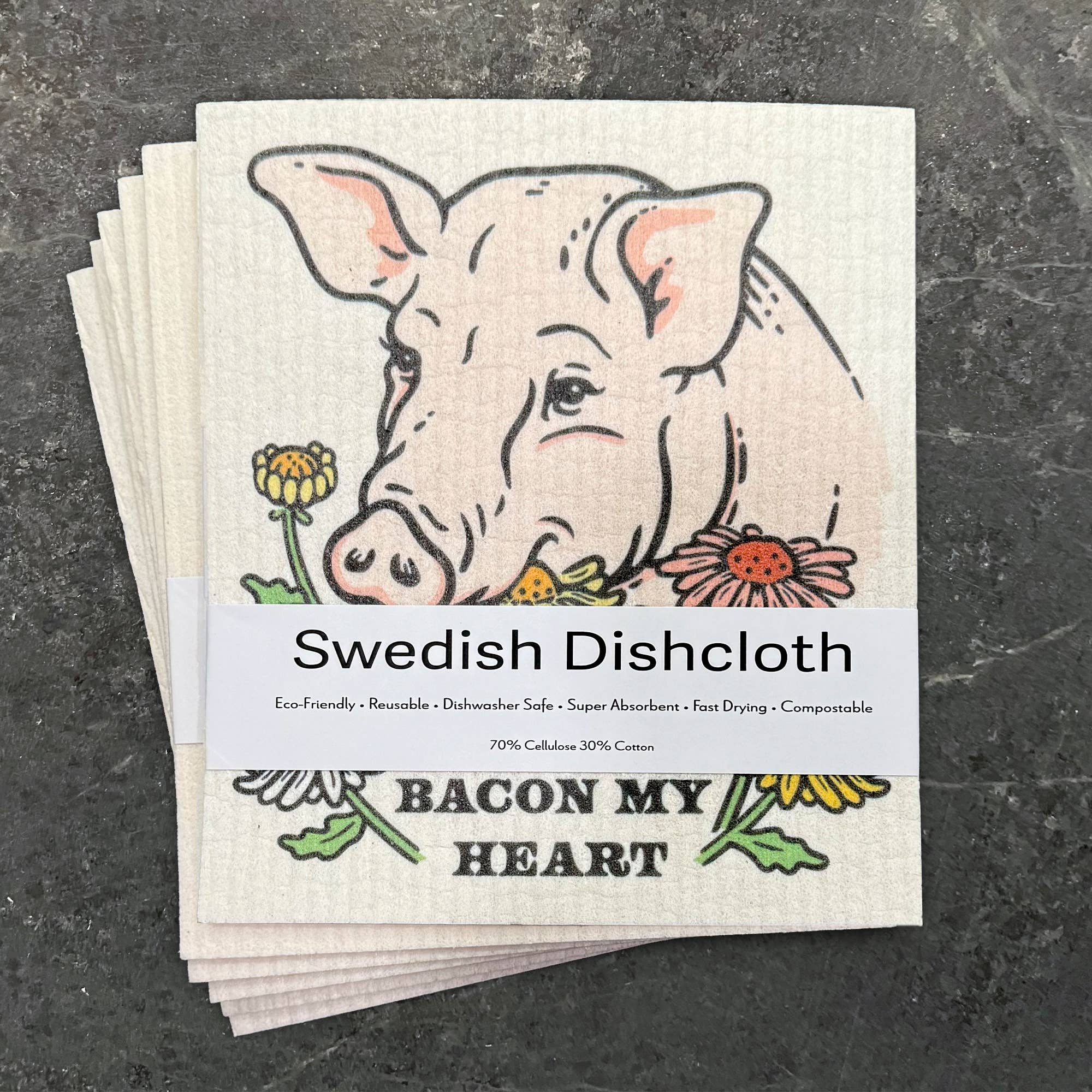 Two Little Fruits: Swedish Dishcloth - Funny Pig Dishcloth – Kitchen Gift - Image 3
