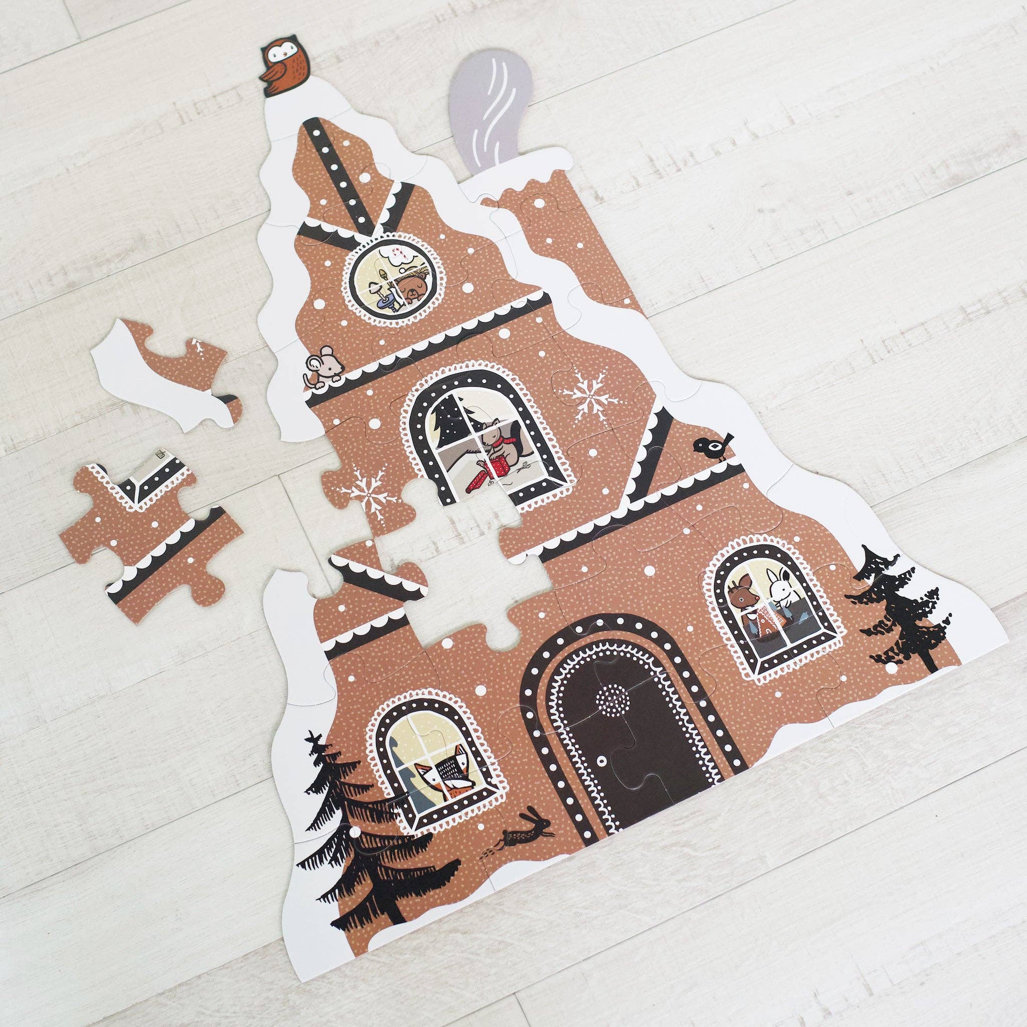 Wee Gallery: Gingerbread House Holiday/Christmas Floor Puzzle - Image 7