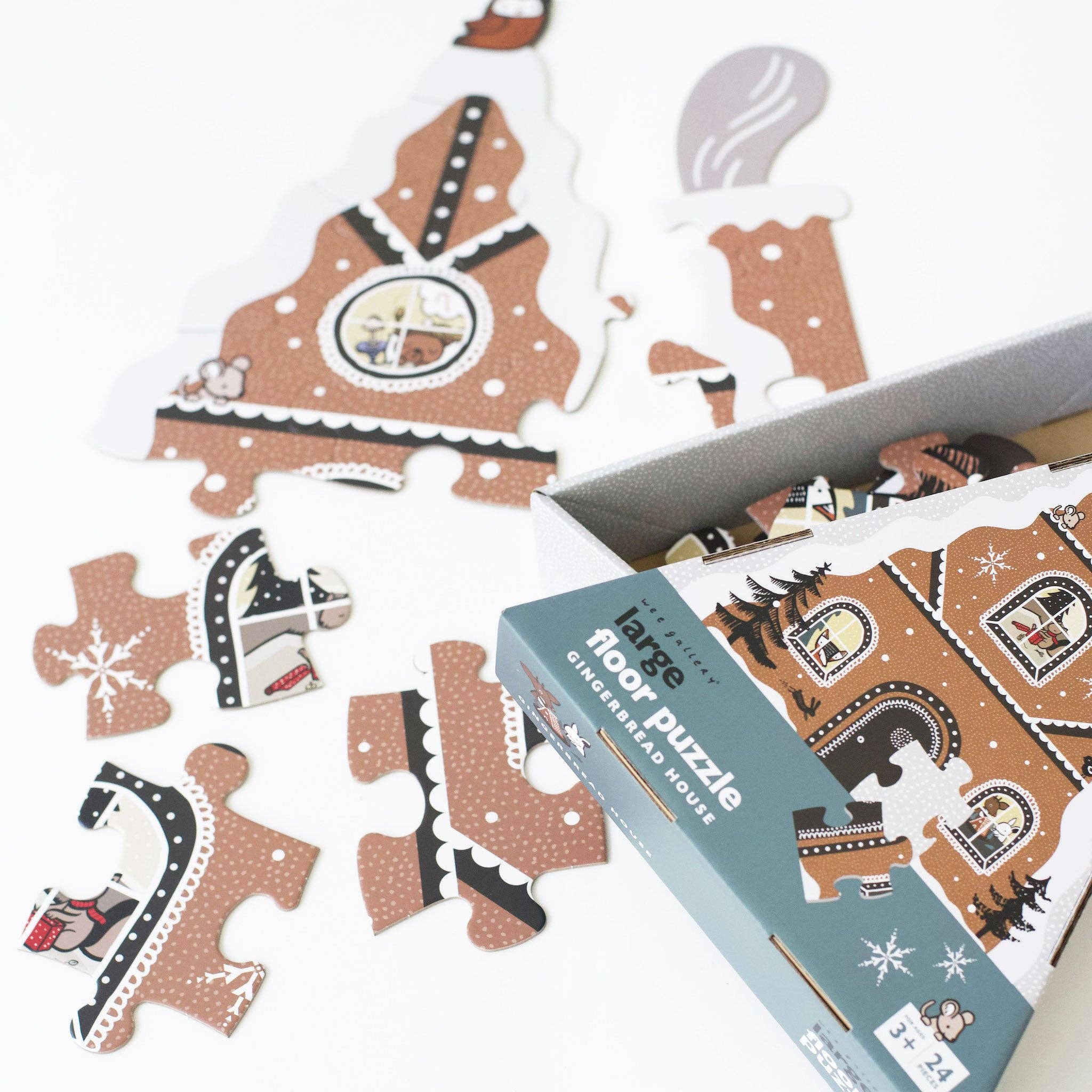 Wee Gallery: Gingerbread House Holiday/Christmas Floor Puzzle - Image 9