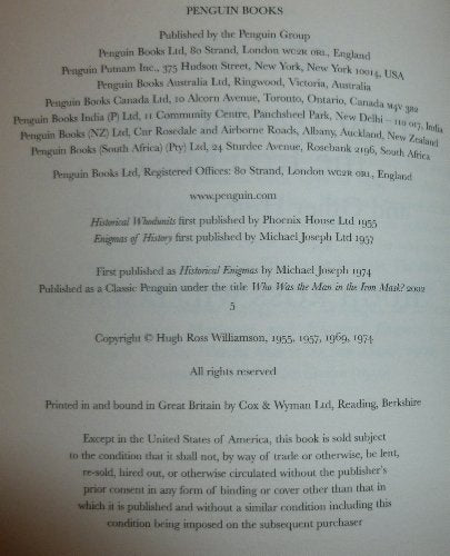 Who was the Man in the Iron Mask? And Other Historical Mysteries (Penquin Classic History)